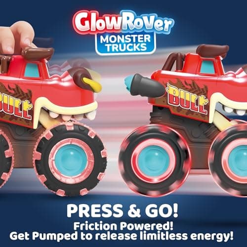 JOYIN 3 Pack Monster Truck Toy - Motion Activated Light Up Cars for Toddlers - Monster Glow Rover LED Wheels - Baby Boy Toys - Press and Go Dinosaur Trucks for Kids Boys Birthday Gifts for Christmas 3