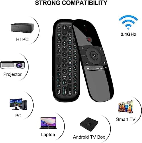 Upgrade WeChip W1 Air Mouse Romote Control with Keyboard，IR/RF TV Remote Control for Nvidia Shield/Android TV Box/PC/Projector/HTPC/All-in-one PC 2