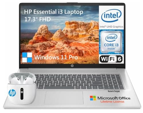 HP 17.3 Inch Laptop Computer, 17 IPS FHD Business Laptop PC, Intel 8-Core i3, 32GB RAM, 1TB SSD+512GB PSSD, Windows 11 Pro Laptop Lifetime Office, USB-C, HDMI, Full-Size Keyboard, Camera