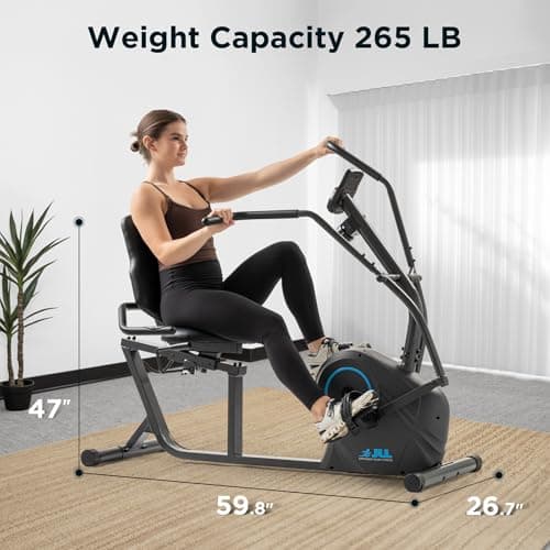 JLL Smart Cross Trainer Recumbent Exercise Bike with Arm Exercisers, 8-Level Magnetic Resistance Stationary Machine, LCD, Bluetooth Fit App, Home Workout Cardio Equipment, Seniors & Adults 5