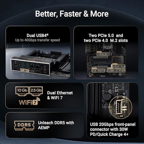 ASUS ProArt X870E-CREATOR WIFI, AMD X870E ATX Motherboard, Next-Generation PCIe 5.0 x16 Slot GPU, 16+2 + 2 Power Stage, DDR5, Dual USB4, 10Gb & 2.5Gb LAN, WiFi 7, 4 M.2 Slots 3