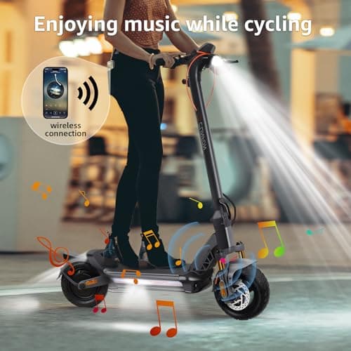 CUNFON Electric Scooter, 1200W Motor, MAX 50 Miles Long Range & 31 mph Top Speed, with 10.5" Off Road Tires, Dual Brake & Dual Suspension Commuting E-Scooter for Adults and Teens 4