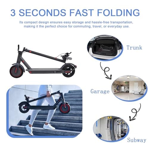 SURPOOTER Electric Scooter, Powerful 350W Adult Electric Scooter, Up to 19Mph and 8.5" Solid Tires, with Dual Braking System and Intelligent Program Control Design 5