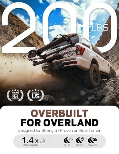 Young Bike Rack Hitch for Car - 2-Bike Heavy Duty Platform Carrier with 200lb Capacity, Smart Tilting & Easy Fold for SUV, Minivan and RV, Fits 5-Inch Fat Tires. 2