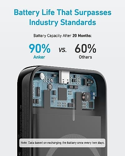 Anker 321 MagGo Battery (PowerCore Magnetic 5K), 5,000mAh Magnetic Wireless Portable Charger, Compatible with iPhone 15/15 Plus/15 Pro/15 Pro Max, iPhone 14/13/12 Series（Black） 5