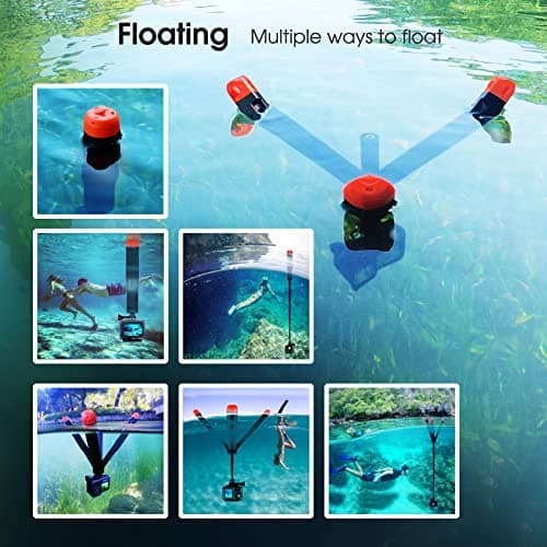 SOONSUN 4in1 Floating Selfie Stick Tripod for GoPro Hero 13 12 11 10 9 8 7 6 5 4 3, Max, AKASO, Osmo Action 3/4/5 Pro Camera - As Waterproof Extension Monopod Pole Floating Handle Grip Tripod Stand 3