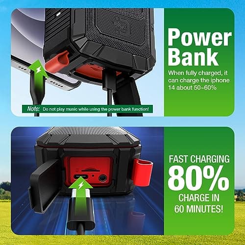 Pro Portable Magnetic Bluetooth Golf Speaker Wireless Waterproof IPX6/Shockproof 3rd Generation Magnetic Golf Speakers for Golf Cart 24Hour Battery Golf Accessories Golf Gifts(TWS & SD Card function) 3