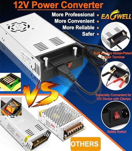 EAGWELL 110V to 12V Converter, Universal SMPS AC to DC Converter Switching Power Supply Transformer Adapter for RV,Pump,LED Strip, LCD Monitor 2
