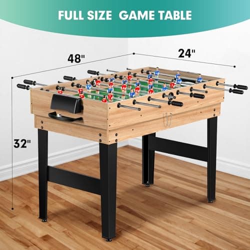 Rioloiuy 12-in-1 Game Table for Home - Foosball Table, Air Hockey Table, Pool Table & More! - Ideal for Game Rooms and Family Game Nights!, Wood-1 4