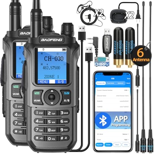 BAOFENG GMRS Handheld Radio Ham Radio Long Range GM21 Rechargeable Walkie Talkies,NOAA Weather Receiver GM-15 PRO 999 Channels Two Way Radio with USB-C Charger for Survival Gear Hunting,2 Pack