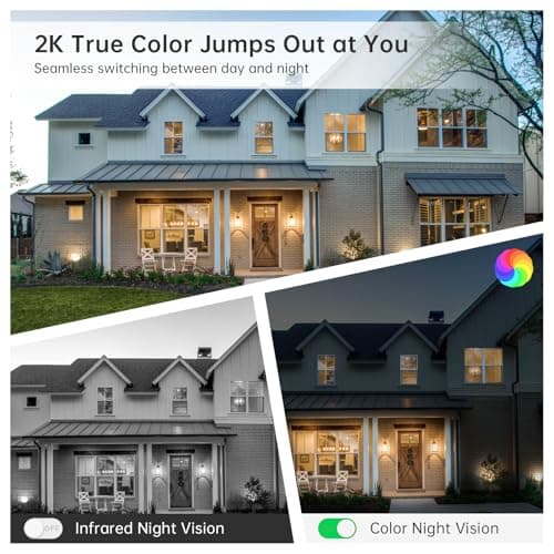 EYEEDGE Solar Security Cameras Wireless Outdoor, 2.4GHz Dual WiFi Cameras for Home Security, Battery Powered Outside Camera with Human Detection,Color Night Vision,2-Way Talk,Siren Alarm（2-Pack） 3