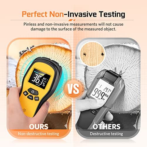 Pinless Moisture Meter - Povlen Wood Moisture Meter Digital Moisture Detector for Lumber Drywall Firewood Masonry Woodworking Plaster Floor Concrete Building with LCD Display Sound Alarm 3