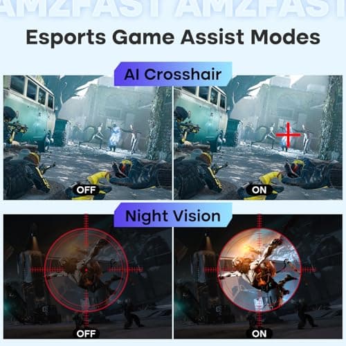 Amzfast 24 Inch Gaming Monitor 180Hz QHD 2k 2560 ×1440p Monitor, 1ms Adaptive Sync, 96% DCI-P3, Built-in Speakers, Height Adjustable, VESA Mount, IPS Monitor with HDMI 2.0 x 2 & DP 1.4 x 2, AMZG24F6Q 3