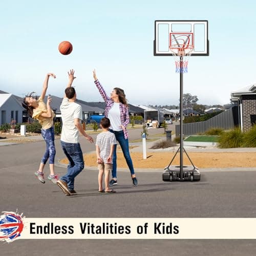 TONBUX Adjustable Basketball Hoop Outdoor 10FT, Basketball Portable Hoops & Goals, 44 Inch Backboard, for Kids, Youth, and Adults in The Backyard, Driveway 3