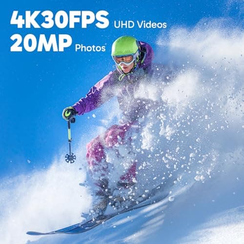 Dragon Touch 4K Action Camera - Vision 3 20MP Underwater Waterproof Camera with 4X Zoom 170° Wide Angle WiFi Sports Cam with Remote 2 Batteries and Mounting Accessories Kit 2