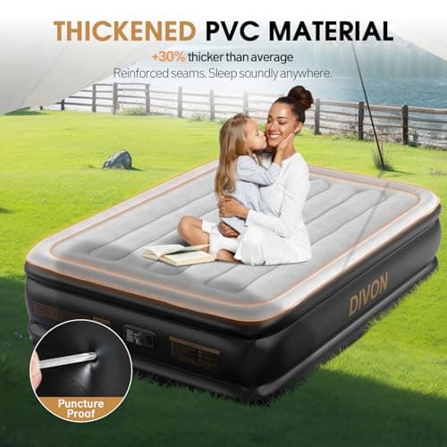 DIVON Air Mattress Full with Built in Pump,18’’High Blow Up Mattress Full with Wave Pattern,Self Inflation/Deflation Mattress in 3 Mins, Air Bed for Home&Camping,660lbs 5