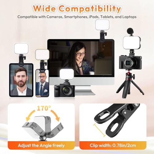 Ulanzi VL100X Selfie Light, Clip LED Light Panel for Phone/Laptop/Tablet/Computer, Bi-Color Portable Clip Camera Light with Dimmable 2500-6500K with 2000mAh Battery for Video Conference/Picture 3