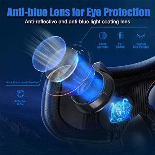 VR Headset with Controller Adjustable 3D VR Glasses Virtual Reality Headset HD Blu-ray Eye Protected Support 5~7 Inch for Phone/Android (Black) 2