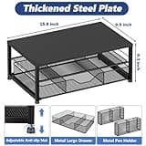 OPNICE Desk Organizer and Accessories, 2-Tier Computer Monitor Stand Riser with Drawer and 2 Pen Holders, Laptop Stand, Office Desk Accessories for Office Supplies, Black 3