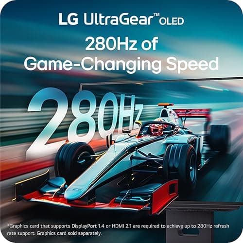 LG 27GX700A-B 27-inch Ultragear QHD (2560 x 1440) OLED Gaming Monitor, 280Hz, 0.03ms, NVIDIA G-Sync, AMD FreeSync Premium Pro, VESA DisplayHDR TrueBlack500, with up to DCI-P3 99.5%, HDMI 2.1, Black 3
