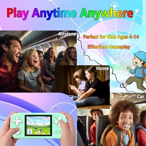CCTU Handheld Games for Kids Preloaded 218 Retro Video Games, Portable Gaming System with 3.0" Screen Rechargeable Battery, Mini Travel Electronic Toy Birthday Gifts for Boys Girls (Cyan) 5