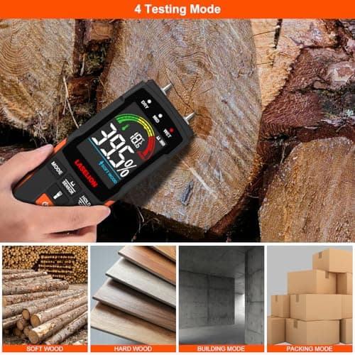 LASELION 2-in-1 Pin & Pinless Moisture Meter MS03 – Accurate Moisture Detection for Wood, Concrete, Drywall, and More – LCD Display with Hold Function, Flashlight, and Auto Power Off 4
