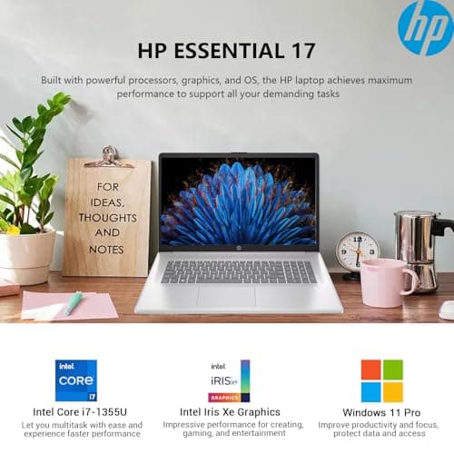HP 17 Inch Laptop Touchscreen Computer, 17.3 HD+ Touch Screen Business Laptop PC, Intel 10-Core i7 Laptop Windows 11 Pro, 64GB RAM 2TB SSD, Backlit 10-Key Number Pad, Fingerprint, Wi-Fi 6 3