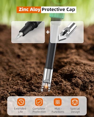 Tadeto Soil pH Tester, High Accuracy Digital pH Meter for Soil, Garden, Water, Plants, Solution and Food, Soil pH Test Kit with Thermometer LCD Display, Calibration Powder and Alloy Protective Cap 2