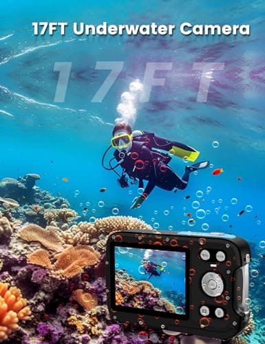 YEEIN Underwater Camera 4K 48MP Autofocus Selfie Dual Screen Waterproof Camera with Floating Strap and 32GB Card, 17FT Compact Waterproof Digital Camera, Fill Light Underwater Camera for Snorkeling 3