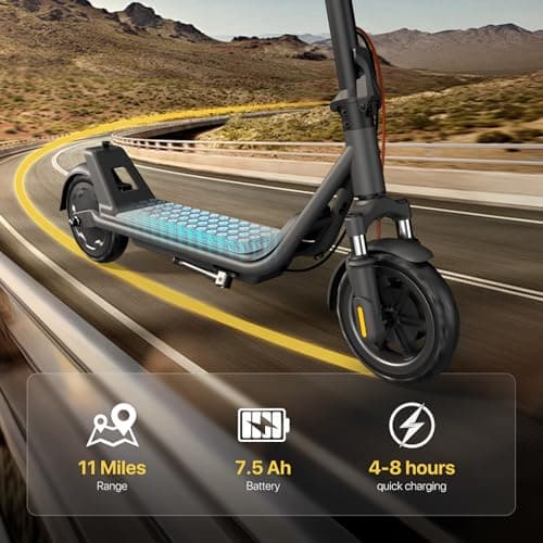 MEGAWHEELS Electric Scooter,Electric Scooter Adults with Front Suspension,8.5in Solid Tires,300W Motor,15.5mph E Scooter with Smart APP Control for Commuting, Outdoor, Short Travel,Gift 4