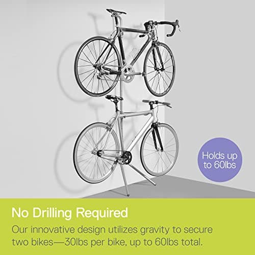 Delta Cycle Two Bike Gravity Pole Stand Garage, 2 Bike Storage Rack, No Drilling Required, Fully Adjustable Vertical Bike Rack for Any Style Bicycle, Leaning Wall Bike Rack Holds Up to 60 lbs 5