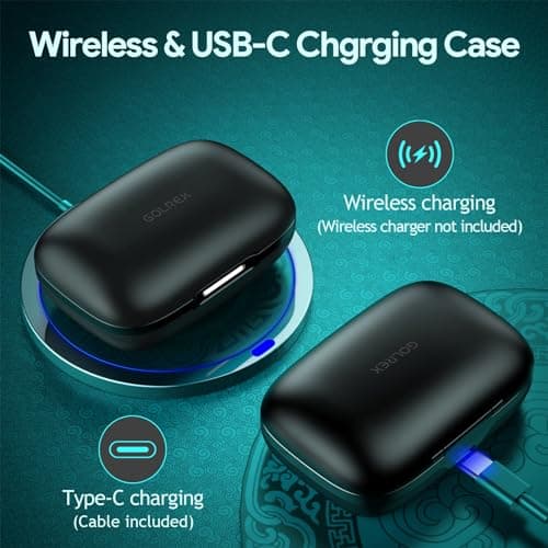 GOLREX Noise Cancelling Ear Buds Wireless Earbuds Bluetooth Headphones with 80H Playtime, Dual LED Display, Wireless Charging Case, Over-Ear Hooks Earphones for Sports Running Gym Workout Black 5