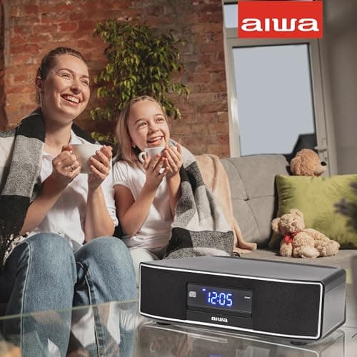 AIWA Exos Home Speaker, Premium 30W RMS Sound System with CD Player, Bluetooth Connectivity, FM Radio, Optical Digital Input, Dual 1” Tweeters + Dual 2” Bass Units, IR Remote Control 5