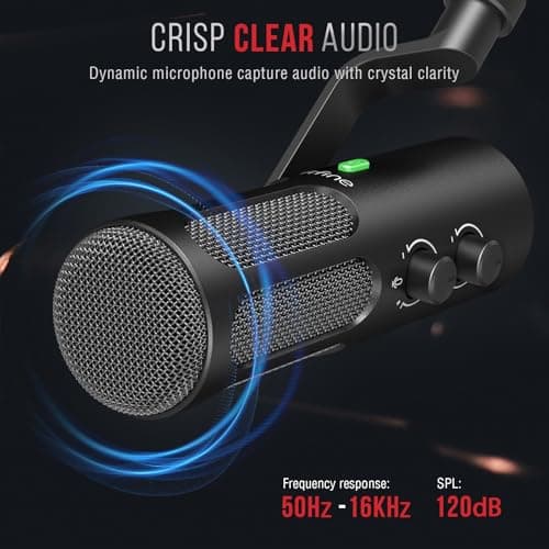 FIFINE XLR/USB Podcast Dynamic Microphone for Streaming, Studio XLR Microphone, PC Streamer Mic All Metal with Mute Button, Headphone Jack, for Vocal Voice Over Music Recording-AmpliTank Tank3 4