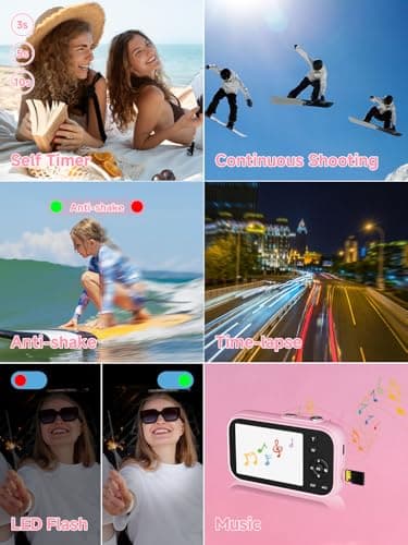 Digital Camera, 48MP 4K Compact Digital Camera with Auto Focus, Point and Shoot Camera with Beauty Mode, Anti-Shake, 32GB Card, Card Reader, Portable Travel Camera for Teens Beginners 3