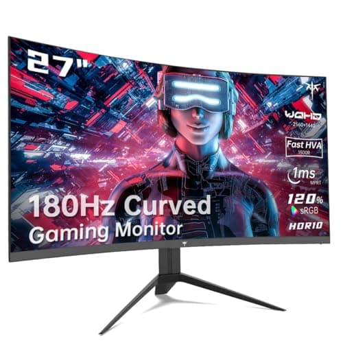 KTC 27 inch Gaming Monitor, 1440P Curved Monitor, 180Hz, 144Hz, 2K, 1500R, 1ms, FreeSync/G-Sync Compatible, DisplayPort/HDMI/USB, Ultrawide PC Vesa/Wall Mount Computer Monitor, H27S17