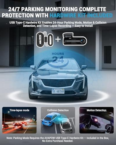 AVAPOW 4K Dash Cam Front for Cars, Free Hardwire Kit & 64GB Card Included - WiFi 6, App Control, UHD 2160P, Built-in G-Sensor, Loop Recording, Night Vision, 24H Parking Mode, WDR 5