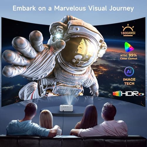 [AI Movin 2.0 System/1500 ANSI/Auto Focus] Outdoor-Projector with WiFi and Bluetooth, Portable-Projector 30W DoIby Audio APPS Built-in, Lisowod 4K Support Smart Proyector with HDR10+ 2025 Upgraded 4