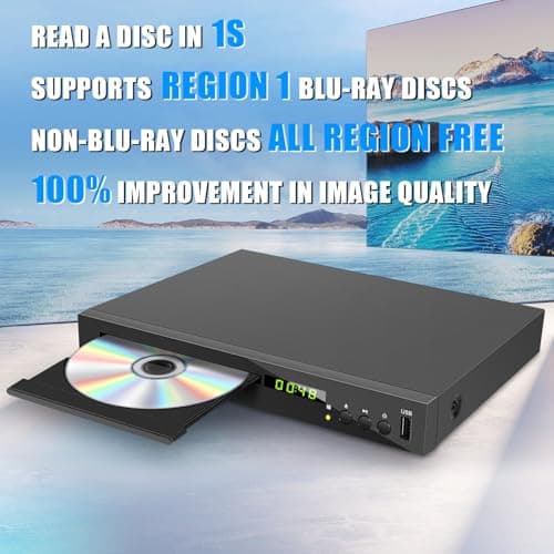 HD Blu Ray Player, Blue Ray/DVD/CD Player for TV, Play Region A/1 Blu-ray Disc and All Region DVD Discs, Blu-ray DVD Player with HDMI/AV/Coaxial Output, USB Input, Built-in PAL NTSC (Zone 1 Blu-ray) 2