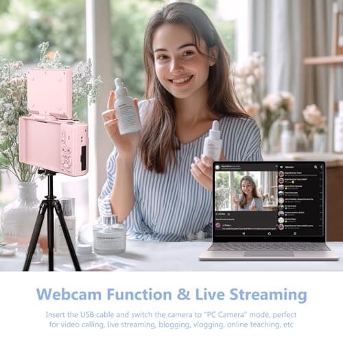 4K Digital Camera for Photography, 64MP Vlogging Camera for YouTube with 3" 180° Flip Screen, 18X Digital Zoom Point and Shoot Camara with 32GB Micro SD Card for Beginner (Light Pink) 4