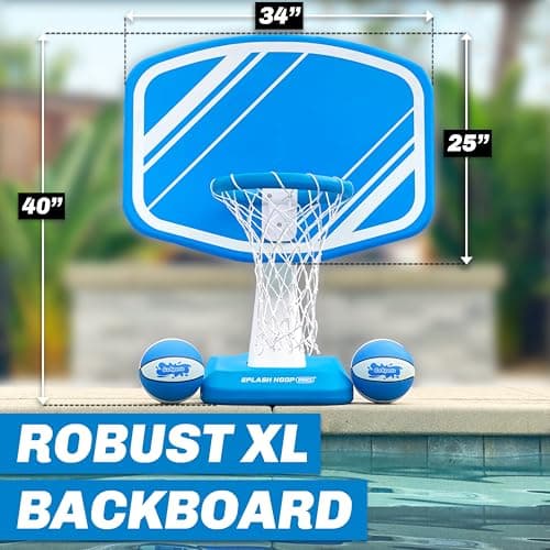 GoSports Splash Hoop Swimming Pool Basketball Game, Includes Poolside Water Basketball Hoop, 2 Balls and Pump – Choose Your Style 2