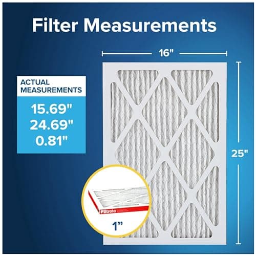Filtrete 16x25x1 AC Furnace Air Filter, MERV 11, MPR 1000, Micro Allergen Defense, 3-Month Pleated 1-Inch Electrostatic Air Cleaning Filter, 2 Pack (Actual Size 15.719 x 24.72 x 0.84 in) 2