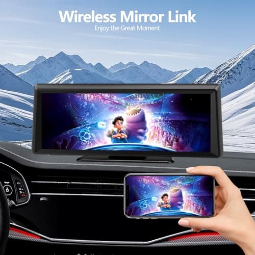Wireless Carplay Screen for Car 2K Dash Cam, 8.1" HD Portable Car Stereo with Carplay & Android Auto, 1080P Backup Camera, Mirror Link/Bluetooth/GPS Navigation/Satellite Radio for All Vehicles 2