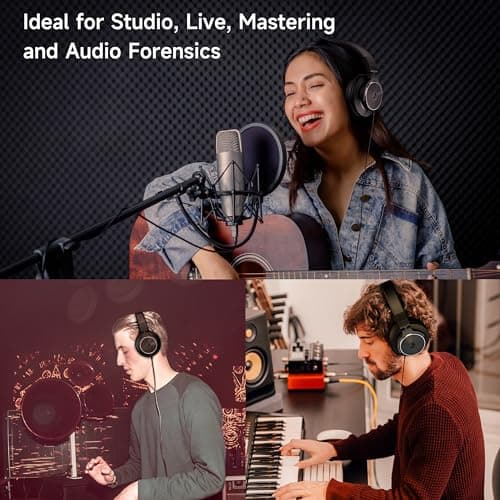 Rumoon Wired Over Ear Headphones, Studio Monitor & Mixing DJ Headphones with 50mm Neodymium Drivers and 1/4 to 3.5mm Jack for Guitar AMP Podcast Piano Keyboard (Black) 3