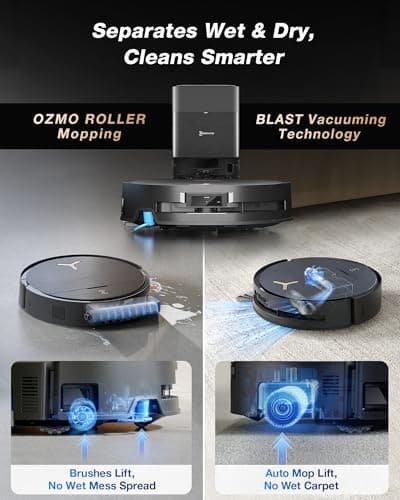 ECOVACS DEEBOT X9 PRO Omni Robot Vacuum and Mop, 16,600Pa Blast Suction, OZMO Roller Instant Self-Washing Mop, ZeroTangle 3.0, Triple Lift System, AI Navigation, Hands-Free Omni Station 2