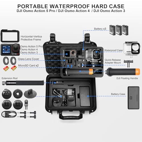 Lekufee Portable Waterproof Hard Case for DJI Osmo Action 6/5 Pro/4/3 Action Camera,Standard Combo,Adventure Combo,More Accessories(Case Only) 2
