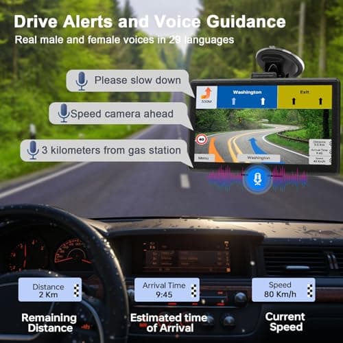 GPS Navigator for Car with 2025 Maps Free Lifetime Update, 7 Inch Car GPS Navigation System for Truck Commercial Drivers with POI/ZIP Search, Voice Turn Guidance, Speedcam Light Alerts, FM, 7 Vehicles 2