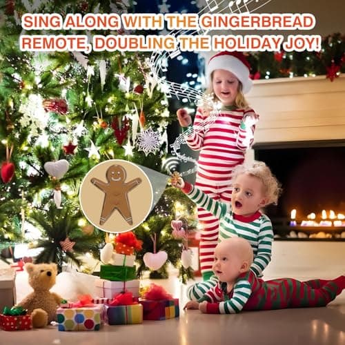 Remote Control Outlet for Christmas Tree Lights, Gingerbread Man Wireless Remote Switch, Christmas Tree Remote Control with Built-in Music Feature, 100Ft Range 3