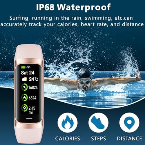 Fitness Tracker with 24/7 Heart Rate Blood Oxygen Sleep Monitor,Activity Tracker with 1.1" AMOLED Touch Color Screen, Multiple Sport Modes Step Counter,IP68 Waterproof for Women Men (Rose Pink) 4
