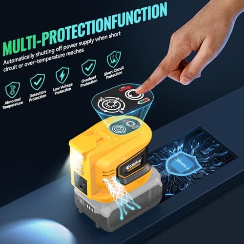 Portable Power Inverter Compatible with DeWALT 20V,Ecarke Real 200W Outdoor Generators with 2 USB&Type-C&AC,DC 20V to AC 110V Portable Power Station, Charger Adapter Battery Powered Outlet(no battery) 2